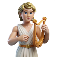 quintessential avant-garde Apollo, God of Music and Poetry, holding lyre with Transparent Background studio quality png