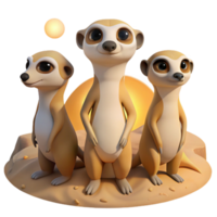 impressive modern A Group of Meerkats Standing Alert in detailed png