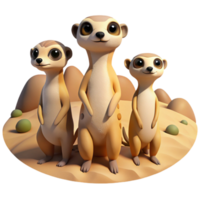 serene artistic A Group of Meerkats Standing Alert in premium png