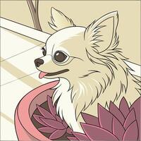 Cute Chihuahua in Flower Pot Illustration vector