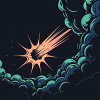 Meteor Impacting Clouds, Space Art vector