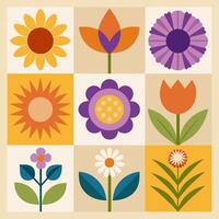 Retro Flower Pattern, Mid Century Modern vector