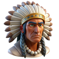 stunning artistic Portrait of a Stoic Native American high resolution png