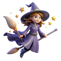 wonderful vintage A Young Witch with a Pointed Hat and Flowing premium png