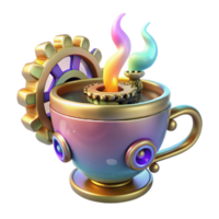 beautiful minimalist A Whimsical Steampunk Teacup with Gears authentic png