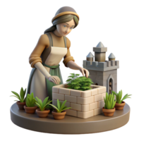 serene classic A Young Woman in a Simple Medieval Tunic high quality png