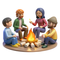 stunning minimalist A Group of Friends Gathered Around a Campfir detailed png