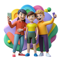 magnificent minimalist Group of Friends Taking a Selfie in Front of 4K png