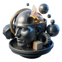 impressive modern A Colossal Fragmented Human Head Sculpted 4K png
