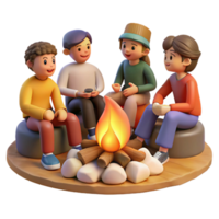 stunning minimalist A Group of Friends Gathered Around a Campfir authentic png