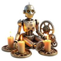 dramatic abstract A Humanoid Robot with Intricate Clockwork detailed png