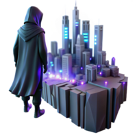 dramatic abstract A Lone Figure in a Hooded Cloak Stands on genuine png