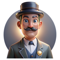extraordinary modern Portrait of a Man with a Handlebar high resolution png