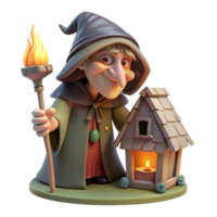 dramatic minimalist A Wise Baba Yaga with a Crooked Nose and high quality png