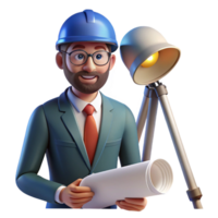 beautiful abstract Portrait of an Architect with Blueprints high resolution png