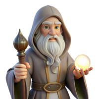 serene rustic A Wise Old Wizard with a Long White Beard professional png