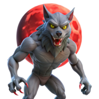 beautiful classic A fierce werewolf with glowing red eyes and sharp claws, transforming under the full moon. Terrifying, horror style exclusive png