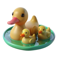 serene artistic A Family of Ducks Swimming in a Pond Soft professional png