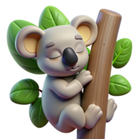 stunning artistic A Sleepy Koala Clinging to a Eucalyptus detailed png