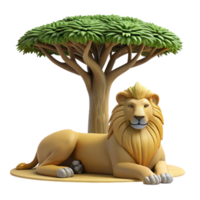 vibrant rustic A Regal Lion Resting in the Shade of a high resolution png
