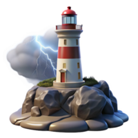 serene traditional A Solitary Lighthouse on a Rocky Cliff high resolution png