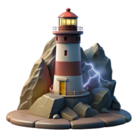 serene creative A Solitary Lighthouse on a Rocky Cliff genuine png