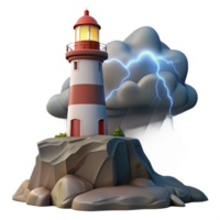 vibrant artistic A Solitary Lighthouse on a Rocky Cliff high quality png
