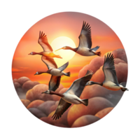 elegant artistic A Flock of Migrating Geese Flying in a V original png