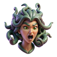 dramatic minimalist A Fierce Medusa with Writhing Snakes for detailed png