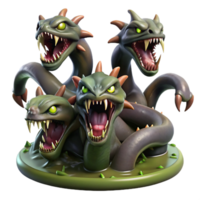 serene vintage A Fearsome Hydra with Multiple Hissing premium png