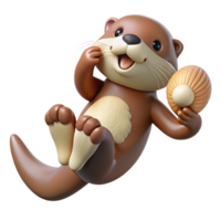 serene minimalist A Playful Sea Otter Floating on Its Back high resolution png