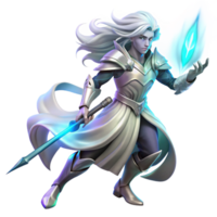 serene abstract A Lone Ethereal Warrior with Flowing original png