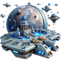 serene traditional A Futuristic Spacecraft Docking with a high quality png