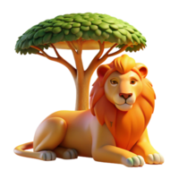 impressive rustic A Regal Lion Resting Beneath the Shade of high resolution png
