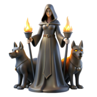 impressive artistic A Mysterious Hecate Holding Torches original png