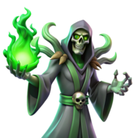 impressive rustic A Sinister Lich with Glowing Green Eyes detailed png