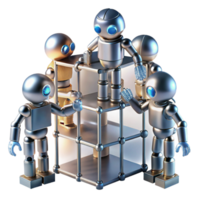 magnificent artistic A Group of Robots with Sleek Metallic high resolution png