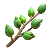 vibrant modern Branch with Buds Spring Green Transparent authentic png