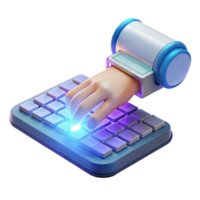dramatic artistic A Holographic Keyboard Projecting from a Sm authentic png
