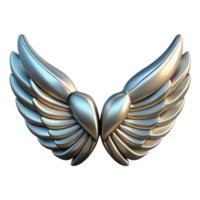 vibrant minimalist Chrome Plated Wings Isolated on Transparent Background original png