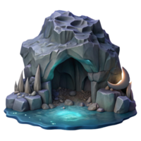 dramatic abstract Dark Ocean Cliff Grotto Cutout with Moonlit Interior high resolution png