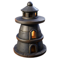dramatic classic Dark Terraform Tower Isolated on Transparent Background high resolution png