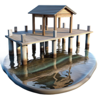 serene rustic Distorted Pier Reflection in Calm Water Isolated genuine png