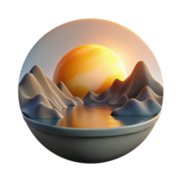 magnificent contemporary Fjord Inlet Sunrise with Transparent Background Golden Light authentic png