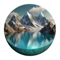 stunning rustic Fjord Mountain Reflection in Icy Water Isolated high resolution png