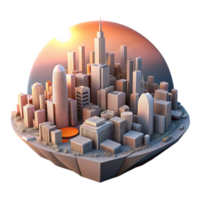 beautiful abstract Floating Metropolis Cutout with Detailed Architecture Transparent Background original png