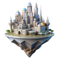 magnificent minimalist Floating Metropolis Cutout with Detailed Architecture Transparent Background premium png