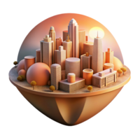 extraordinary abstract Floating Metropolis Cutout with Detailed Architecture Transparent Background professional png