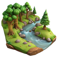 elegant modern Forest Stream Transparent Background with Realistic Water high resolution png