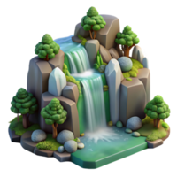 wonderful creative Forest Waterfall Isolated Cascading Water Stream professional png